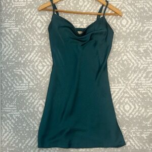 Emerald Green Satin Mini Dress